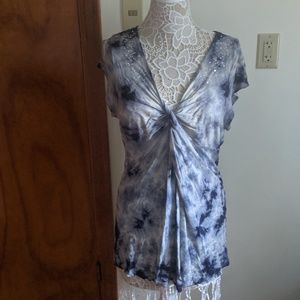 EUC INC Navy/White Tie Dye Tee with Silver Studs